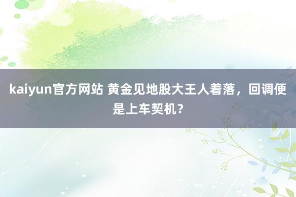 kaiyun官方网站 黄金见地股大王人着落，回调便是上车契机？