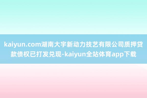 kaiyun.com湖南大宇新动力技艺有限公司质押贷款债权已打发兑现-kaiyun全站体育app下载