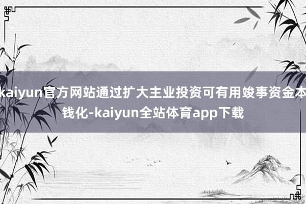 kaiyun官方网站通过扩大主业投资可有用竣事资金本钱化-kaiyun全站体育app下载