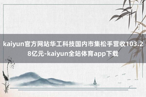 kaiyun官方网站华工科技国内市集松手营收103.28亿元-kaiyun全站体育app下载
