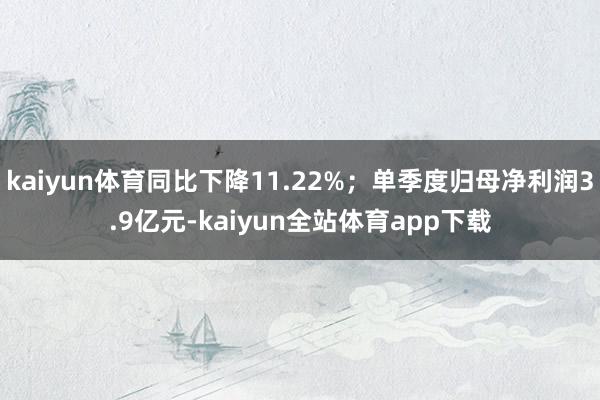 kaiyun体育同比下降11.22%；单季度归母净利润3.9亿元-kaiyun全站体育app下载