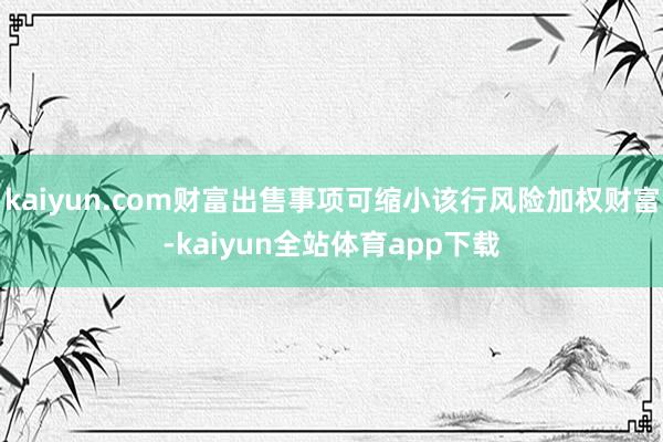 kaiyun.com财富出售事项可缩小该行风险加权财富-kaiyun全站体育app下载