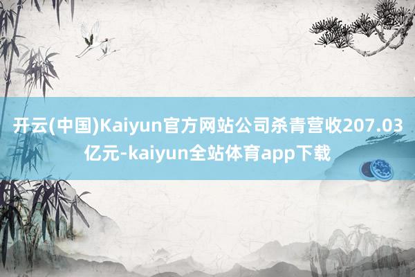 开云(中国)Kaiyun官方网站公司杀青营收207.03亿元-kaiyun全站体育app下载