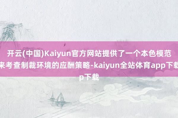 开云(中国)Kaiyun官方网站提供了一个本色模范来考查制裁环境的应酬策略-kaiyun全站体育app下载